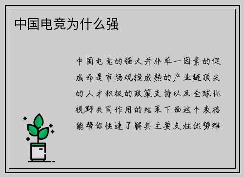 中国电竞为什么强