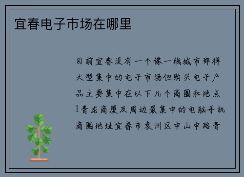 宜春电子市场在哪里